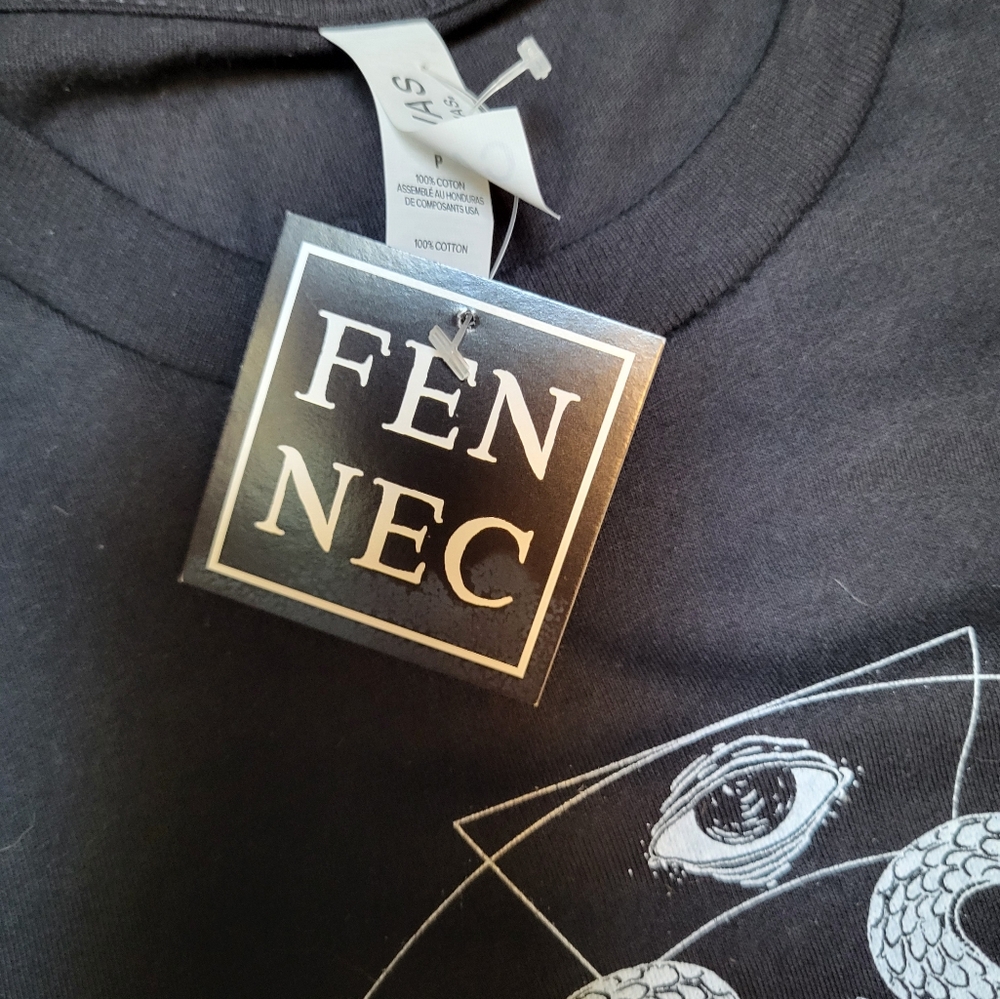 NWT Fennec Design Black Geometric Snake / Bone / Moon Phases Floral Unisex Tee-S - Picture 8 of 8